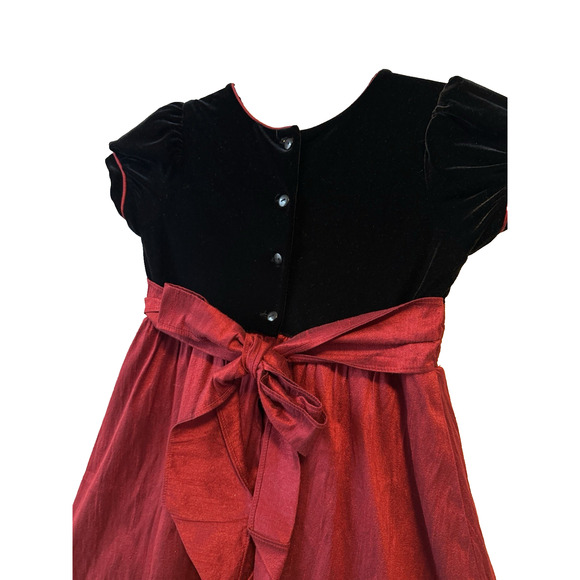Jona Michelle Holiday Christmas Formal Dress Girls 8 Beaded Floral Velvet Red - Picture 5 of 11
